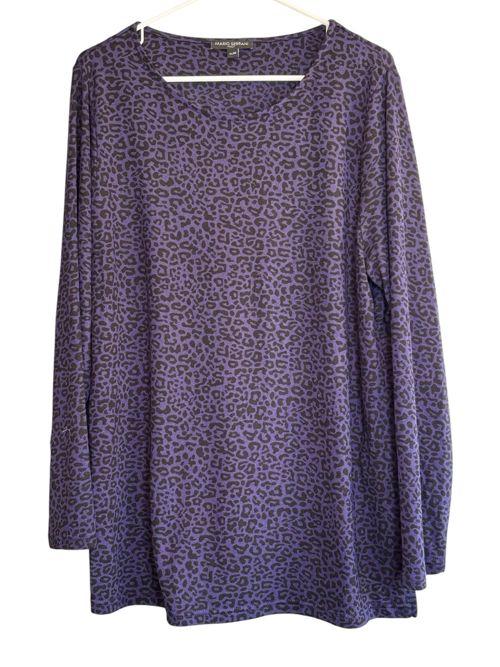 Mario Serrani Italy Purple & Black Animal Print Tunic Top XL